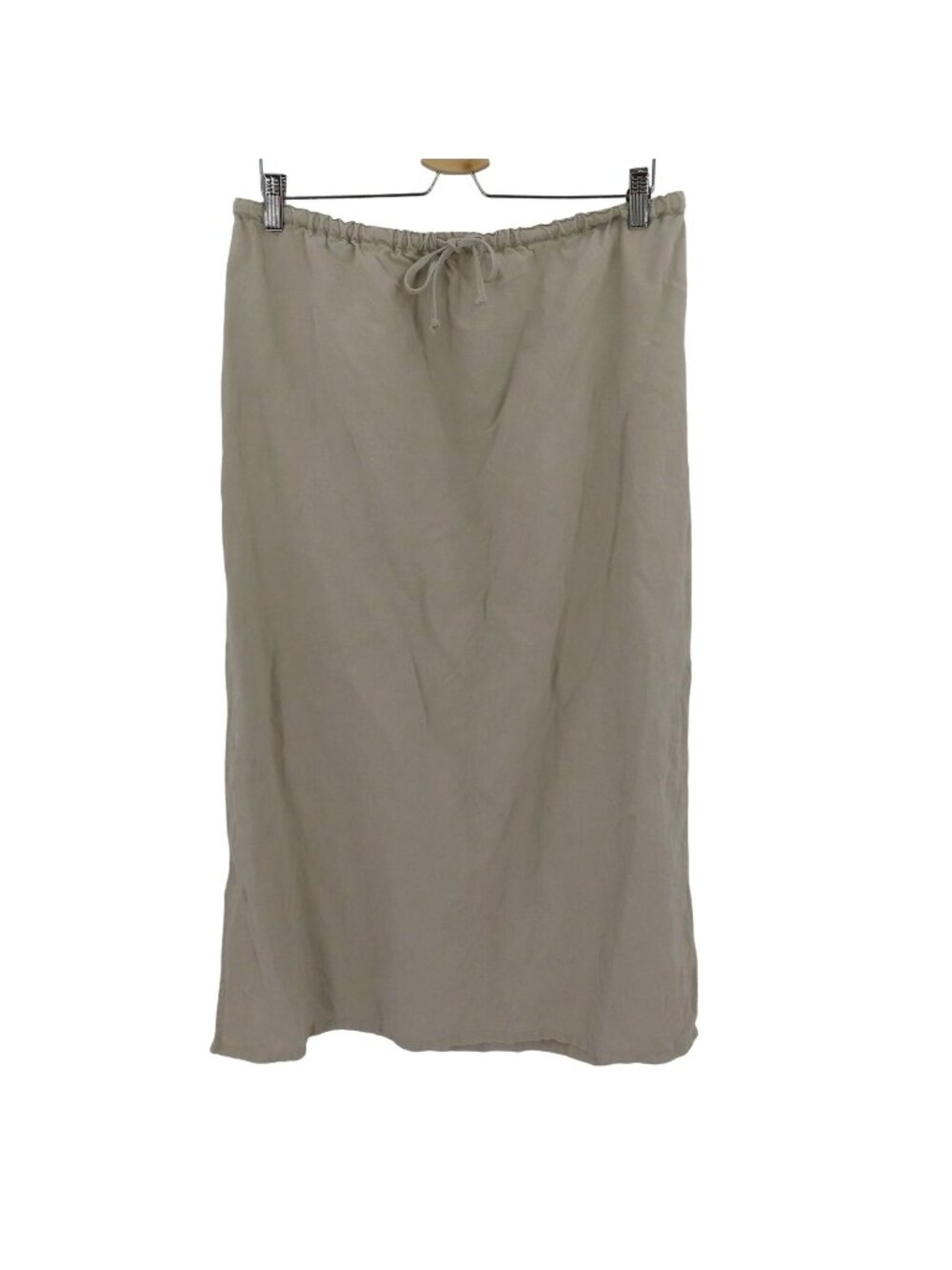 Outfit JPR Womens Large Solid Beige Pure Linen Skirt Drawstring Waist Lagenlook